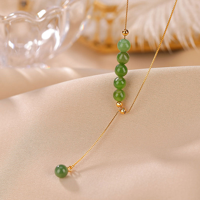 Colgante de collar curativo con cuentas de jade cian de plata de ley 925 con Buddha Stones