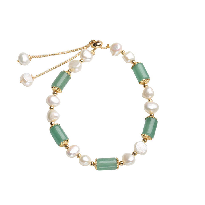 Pulsera de la Suerte con Cuentas de Cristal Rosa y Perla de Aventurina Verde con Buddha Stones