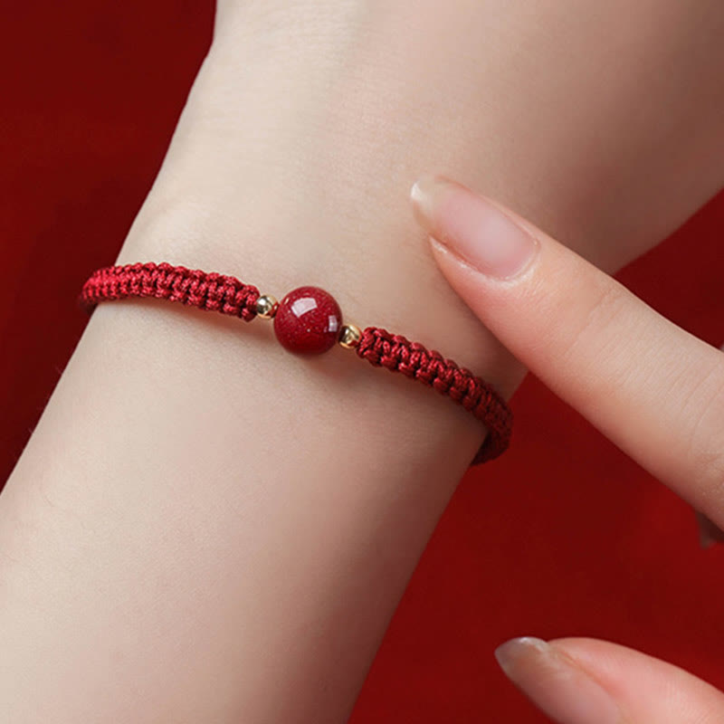 Pulsera de hilo rojo con cuentas de cinabrio de la suerte, Buddha Stones