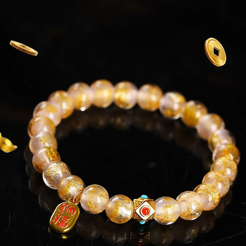 Buddha Stones, incienso tibetano, ceniza Liuli, cuentas de cristal, pulsera con dije de personaje Lucky Fortune Fu