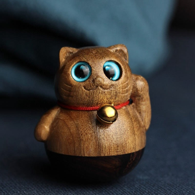 Buddha Stones Mini gato de la suerte gatito Phoebe Zhennan decoración de bendición de madera - image 16