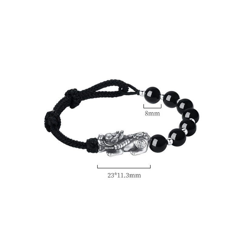 Buddha Stones, Plata de Ley 999, FengShui PiXiu, obsidiana negra Natural, pulsera resistente con cuentas de plata esterlina 925 - image 10