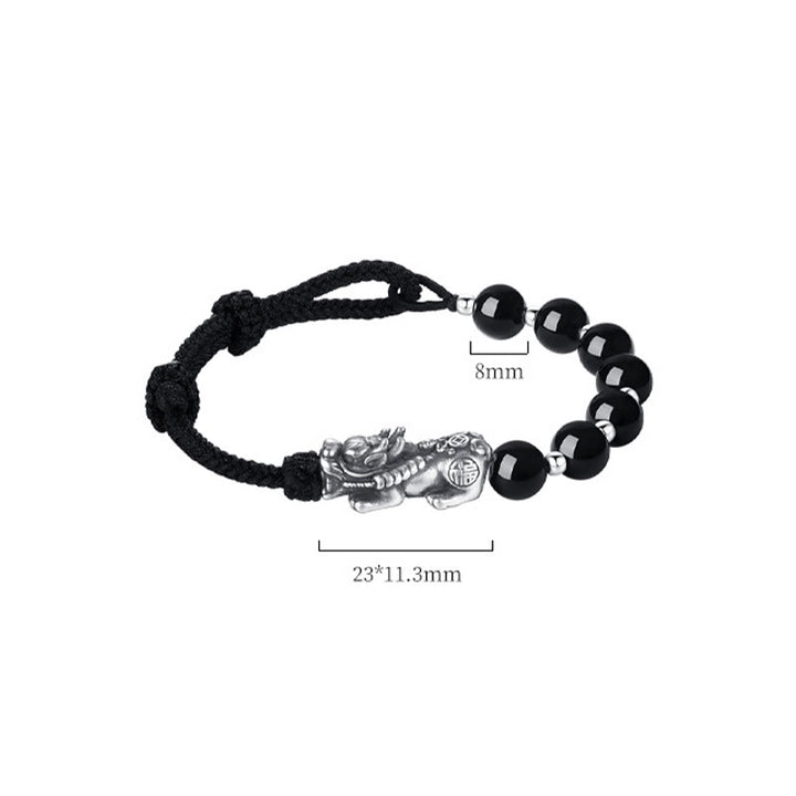 Buddha Stones, Plata de Ley 999, FengShui PiXiu, obsidiana negra Natural, pulsera resistente con cuentas de plata esterlina 925 - image 10