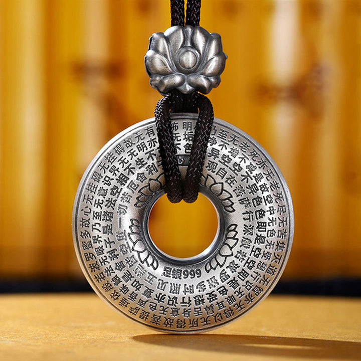 Colgante de plata de ley 999 con forma de corazón, Sutra, loto, hebilla de la paz - image 6