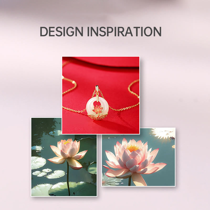 Collar con colgante de plata de ley 925 con Buddha Stones , jade blanco hetiano, flor de loto - image 7