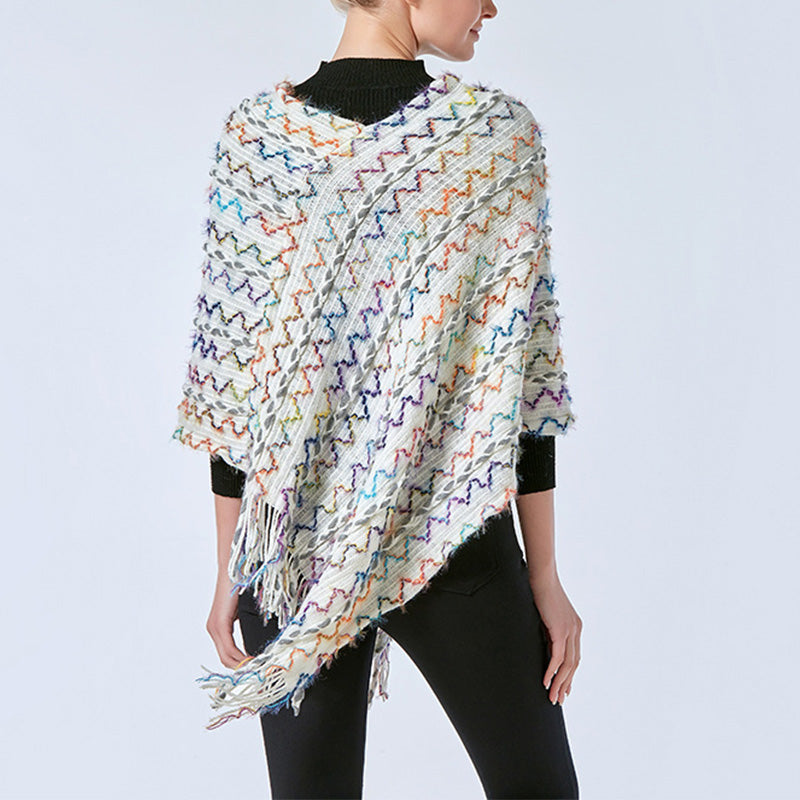 Buddha Stones tibetano colorido chal a rayas borlas jersey invierno acogedor viaje bufanda abrigo