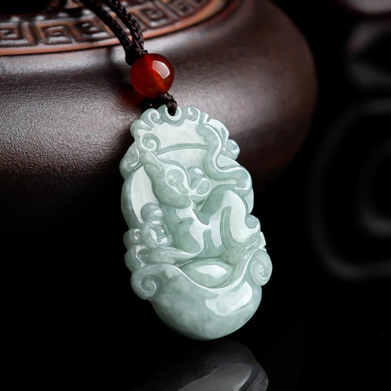 Collar con colgante de éxito del zodiaco chino con Buddha Stones de jade natural 12 - image 2