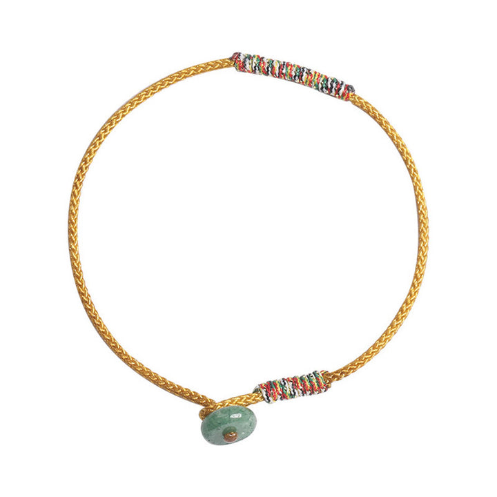 Pulsera de cuerda trenzada de protección de la suerte de aventurina verde hecha a mano tibetana con Buddha Stones