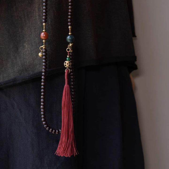 Buddha Stones 108 cuentas de Mala Natural Tíbet púrpura semilla de Bodhi pulsera auspiciosa