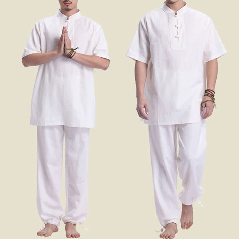 Conjunto de ropa de lino y algodón para hombre con Buddha Stones, meditación espiritual zen y práctica de oración - image 4
