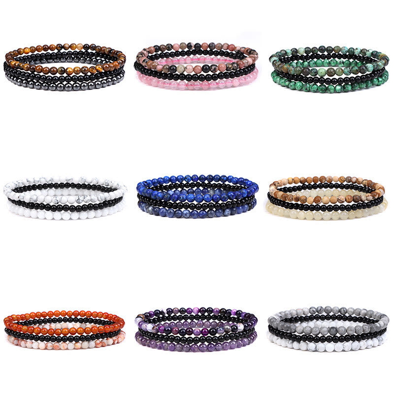 Buddha Stones 3 piezas de piedra de cristal natural paz interior pulsera espiritual