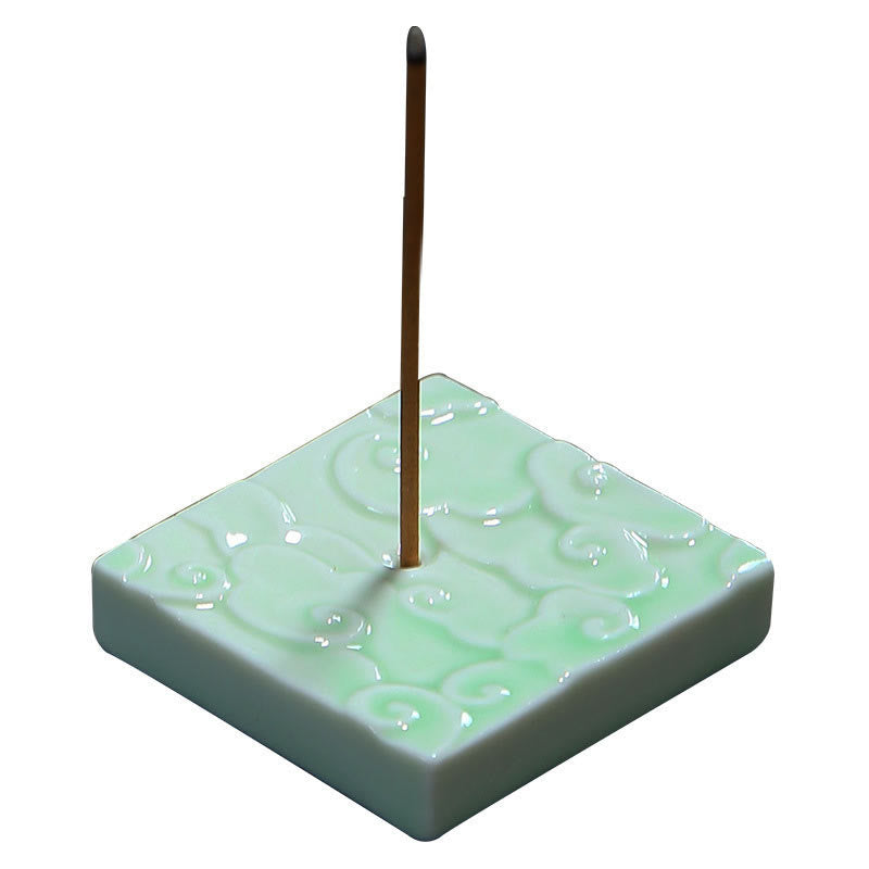 Buddha Stones, Mini diseño de nubes propicias, palo curativo, decoración de quemador de incienso pequeño de cerámica