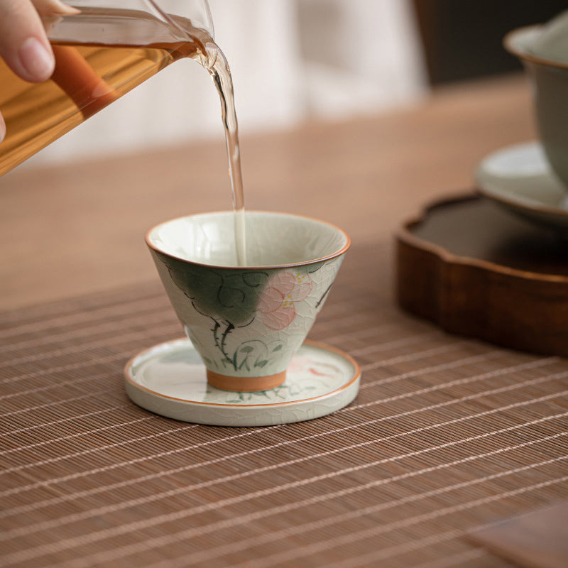 Taza de té de cerámica con Buddha Stones , barco caqui, pez Koi, loto, taza de té de Kung Fu, 50ml