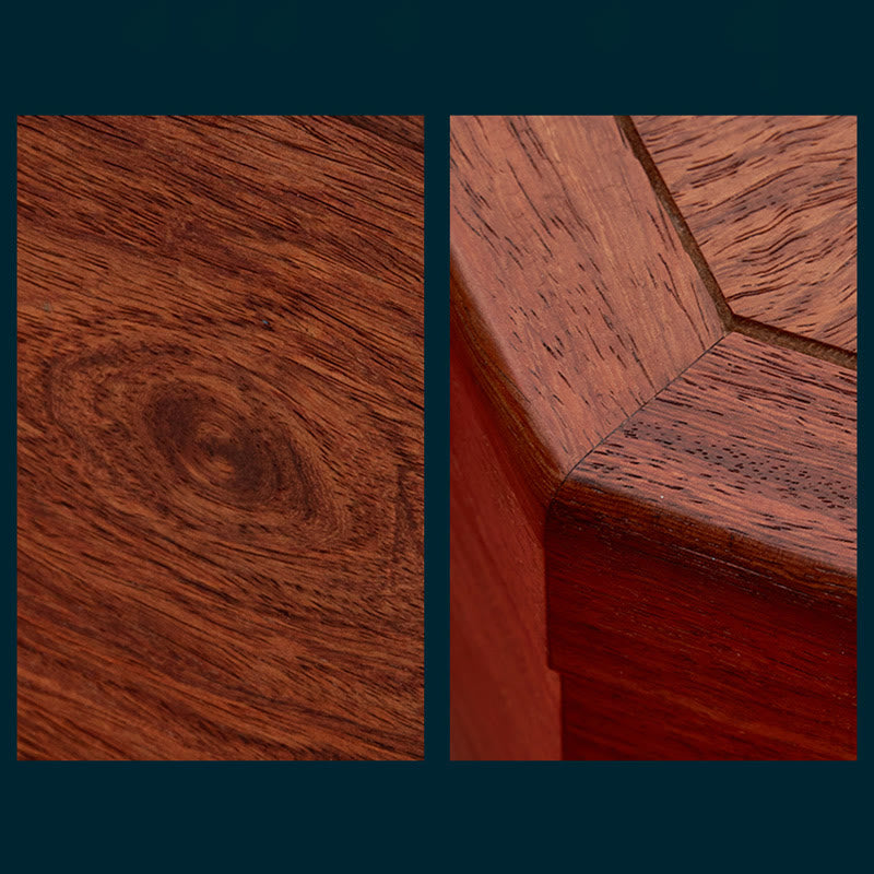 Caja organizadora de regalo de madera, caja de almacenamiento de joyería de palisandro hecha a mano con hoja de flor antigua