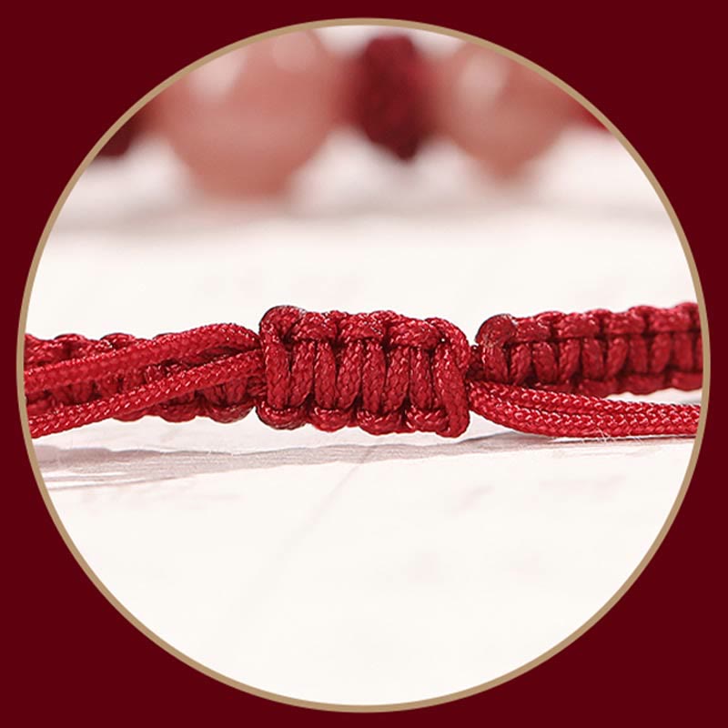 Pulsera tobillera con Buddha Stones, cristal de cuarzo, fresa Natural, amor, hilo rojo