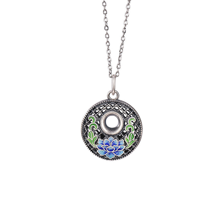 Collar con colgante de plata de ley 999 con Buddha Stones , diseño de pez Koi Fu con hebilla de loto y paz