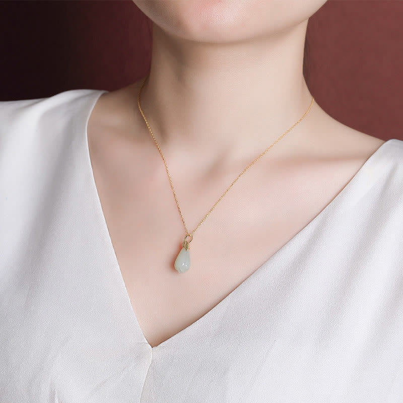 Buddha Stones , colgante de collar de abundancia de flor de Magnolia de Jade hetiano Natural chapado en plata de ley 925