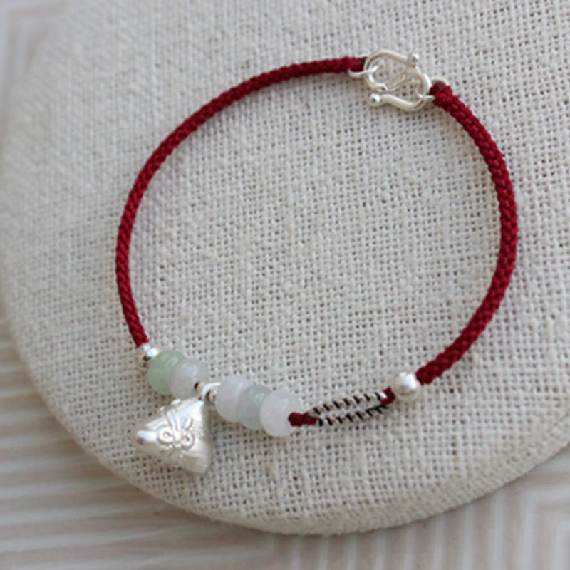 Pulsera de la abundancia del encanto de Zongzi del hilo rojo del jade de la plata esterlina de las Buddha Stones