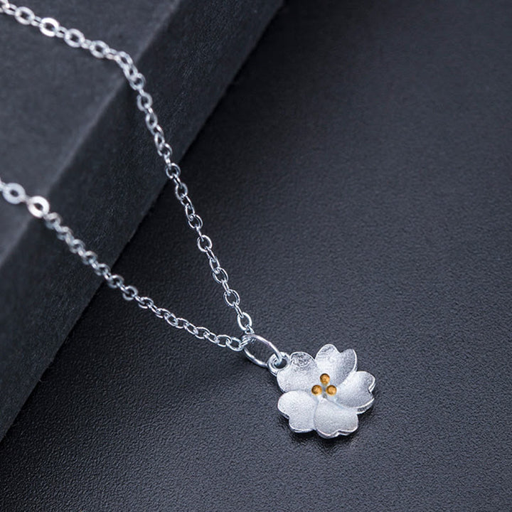 Colgante de plata de ley 925 con Buddha Stones , flor de cerezo, bendición de flores