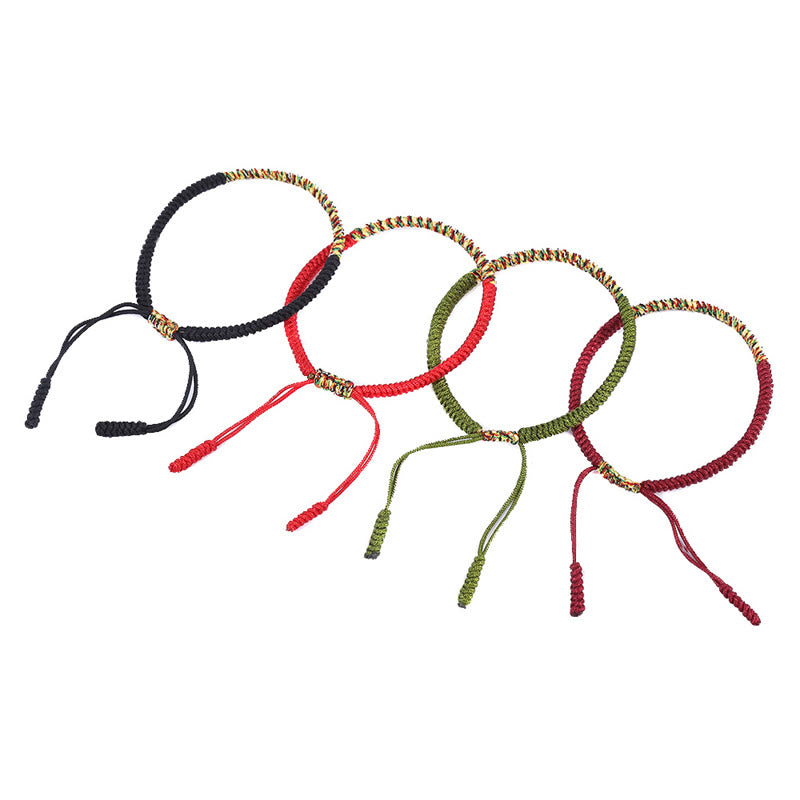 Pulsera trenzada de fuerza de la suerte con nudo King Kong multicolor hecha a mano tibetana con Buddha Stones
