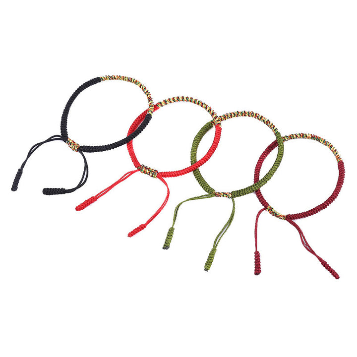 Pulsera trenzada de fuerza de la suerte con nudo King Kong multicolor hecha a mano tibetana con Buddha Stones
