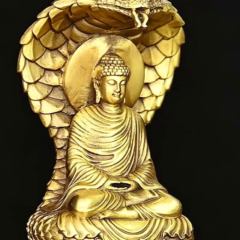 Figura de serpiente de Buddha Stones Shakyamuni, estatua de cobre de serenidad, decoración para el hogar