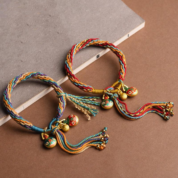 Pulsera de cuerda colorida trenzada con nudo de reencarnación de la familia de la bestia tragadora de oro con Buddha Stones