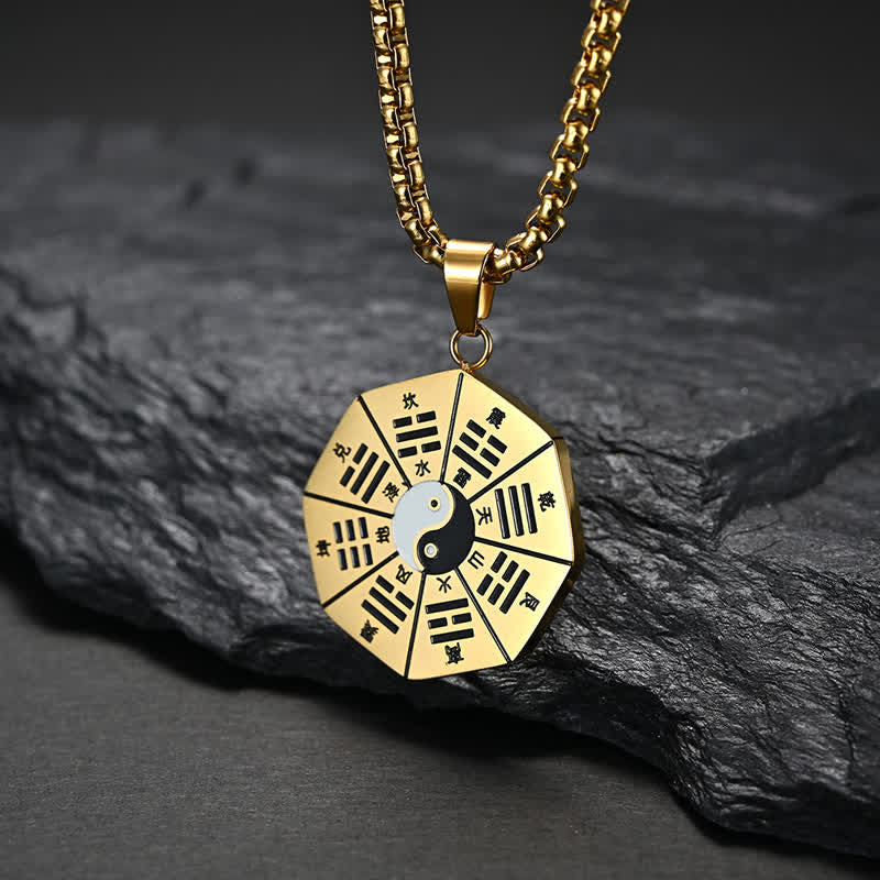 Colgante de collar de equilibrio de acero de titanio Bagua Yin Yang - Oro - image 5