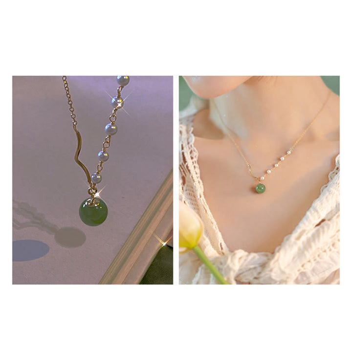 Piedras de BudaColgante de collar de cuentas de suerte de perlas de jade natural de Hetian