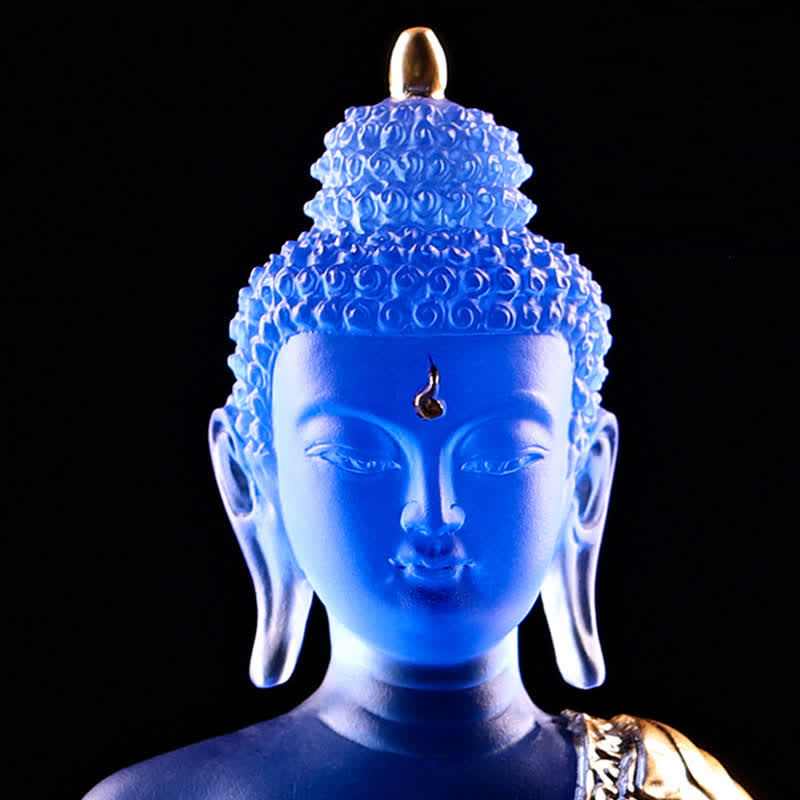 Buda medicinal hecho a mano Liuli Crystal Art Piece estatua de compasión decoración de oferta en casa y oficina