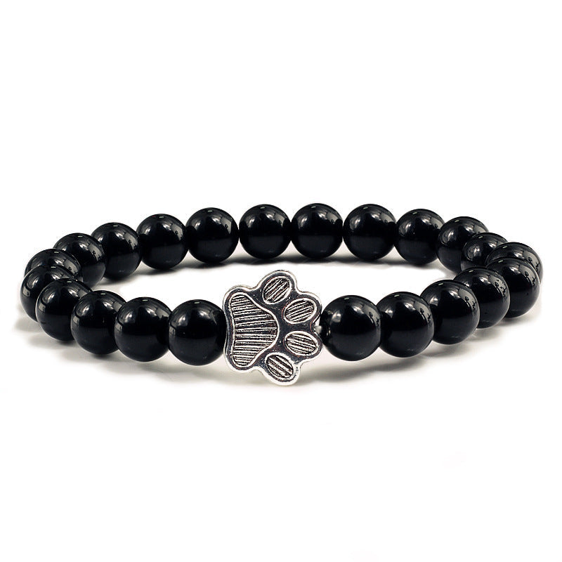 Buddha Stones Pulsera de piedra “Salva a un perro” - Cuentas negras brillantes - image 10