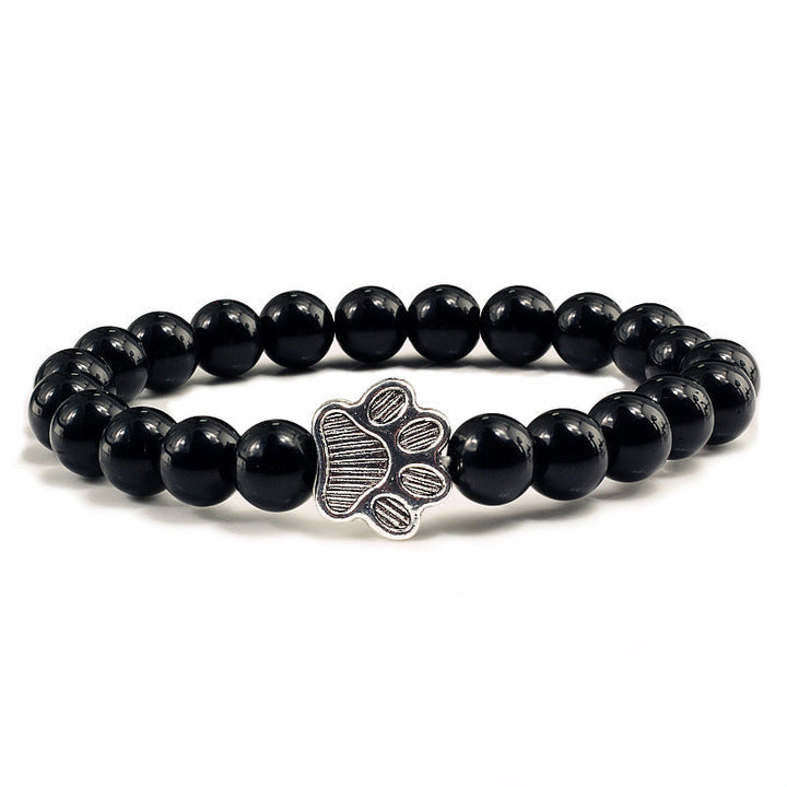 Buddha Stones Pulsera de piedra “Salva a un perro” - Cuentas negras brillantes - image 10