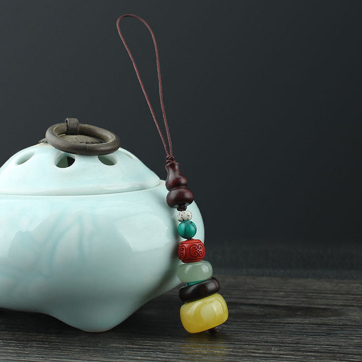 Calabaza de madera de ébano y sándalo verde, pagoda de siete capas, decoración positiva para colgar en el teléfono