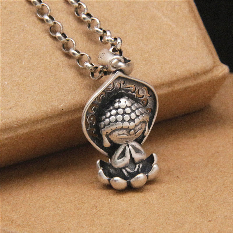 Collar con colgante de plata de ley 999 con Buddha Stones , meditación, loto, serenidad - image 2