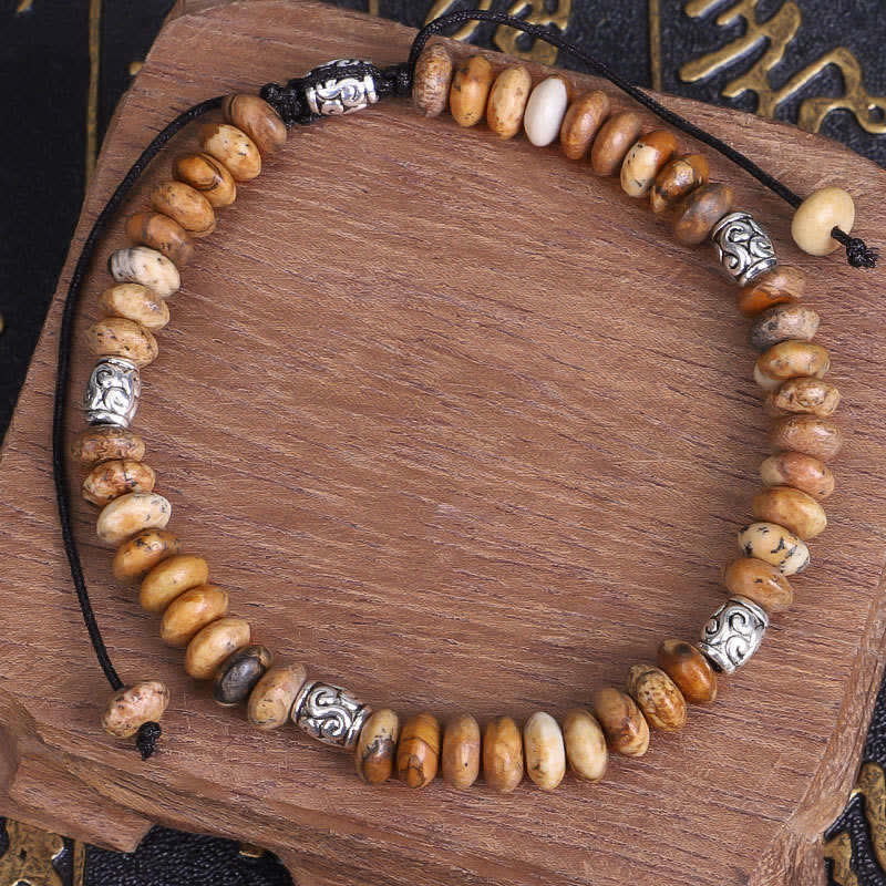 Pulsera de hilo con cuentas positivas de jaspe con imagen