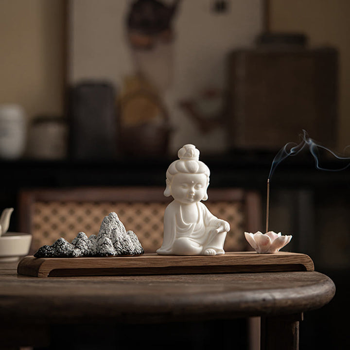 Buddha Stones, flor de loto, Tathagata Kwan Yin, Avalokitesvara Ksitigarbha, palo de cerámica para meditación, decoración de quemador de incienso