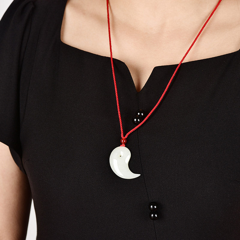 Yin Yang blanco Jade cian Jade protección bendición collar cadena colgante - image 9