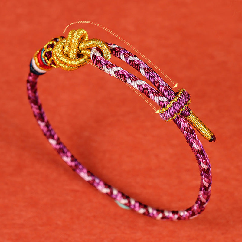 Pulsera de cuerda trenzada de protección de cuerda colorida Dunhuang hecha a mano con Buddha Stones