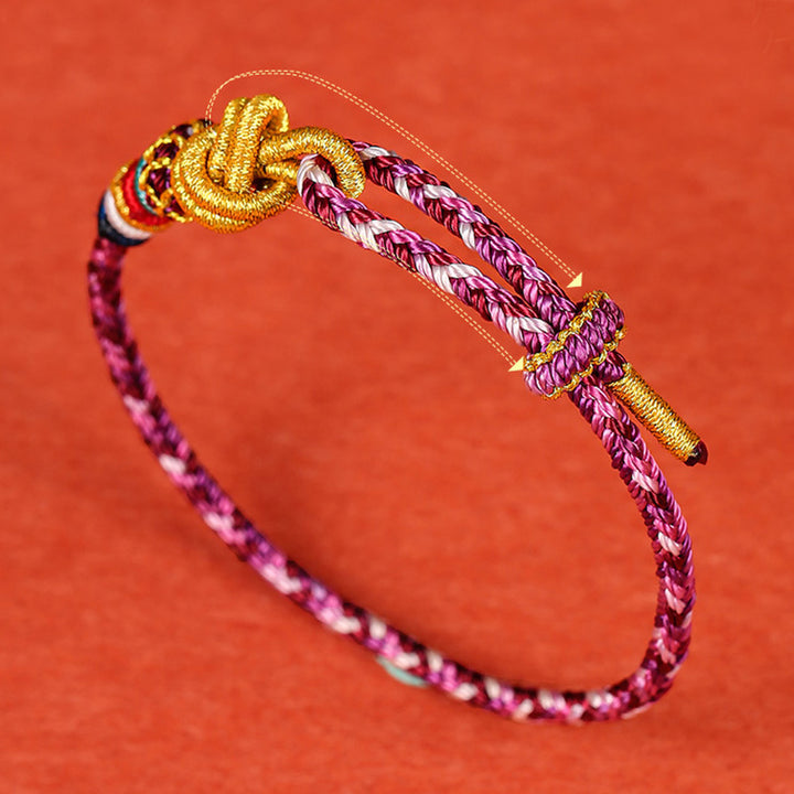 Pulsera de cuerda trenzada de protección de cuerda colorida Dunhuang hecha a mano con Buddha Stones