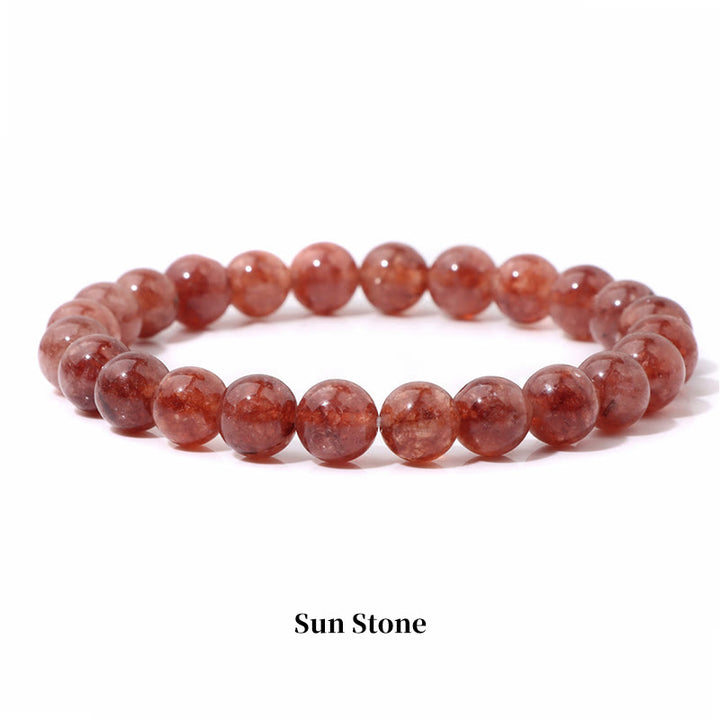 Pulsera de cuentas curativas de cuarzo con piedra natural de piedras de Buddha Stones - 8 mm - Piedra del sol - image 72