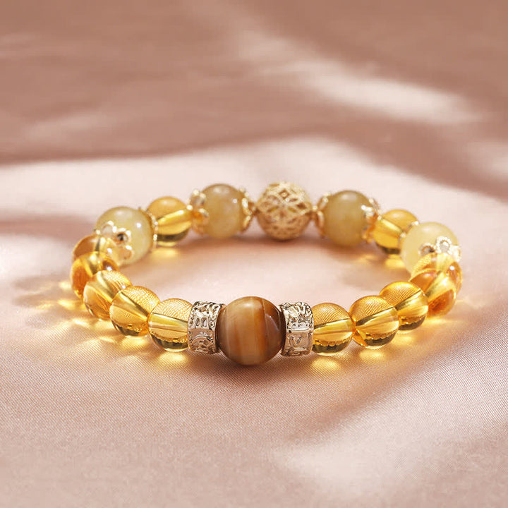 Pulsera con cuentas de prosperidad y generosidad de citrino con Buddha Stones