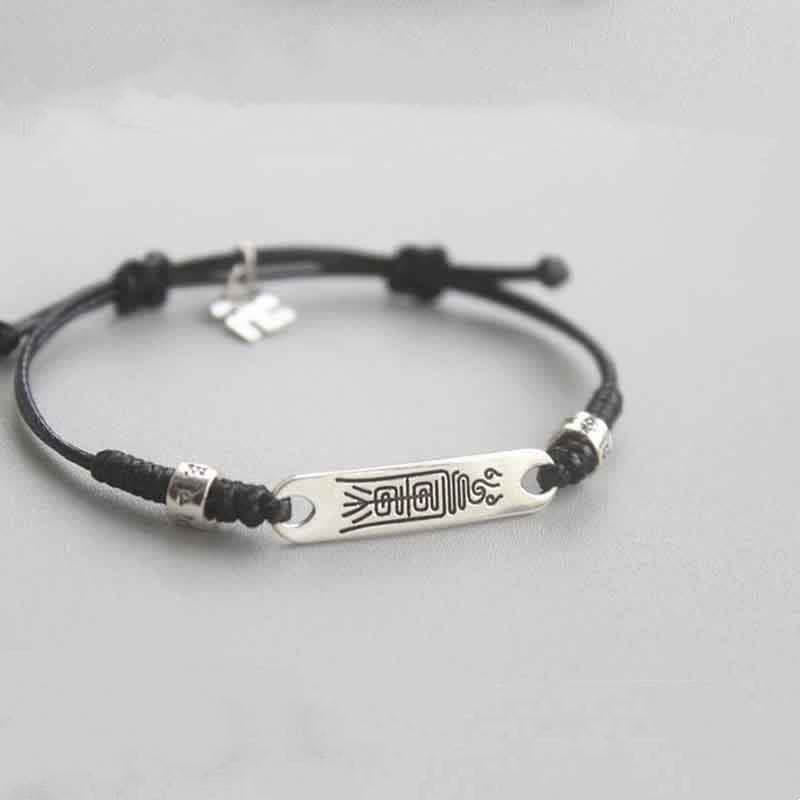 Pulsera trenzada de la fuerza de la suerte con hilo rojo de plata de ley 925 con Buddha Stones