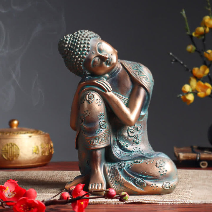 Decoración de estatua de resina de serenidad de Buda meditante tibetano - Bronce - image 0