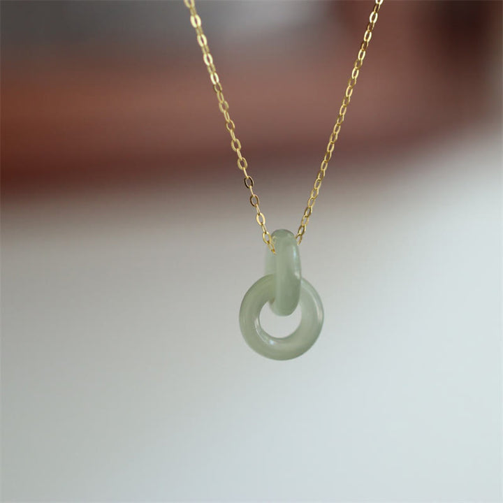 Collar con colgante de plata de ley 925 con doble hebilla de la paz natural, Buddha Stones, colgante de la suerte de Hetain Jade
