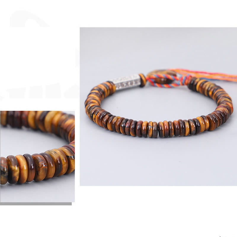Pulsera de poder de protección Om Mani Padme Hum de ojo de tigre tibetano