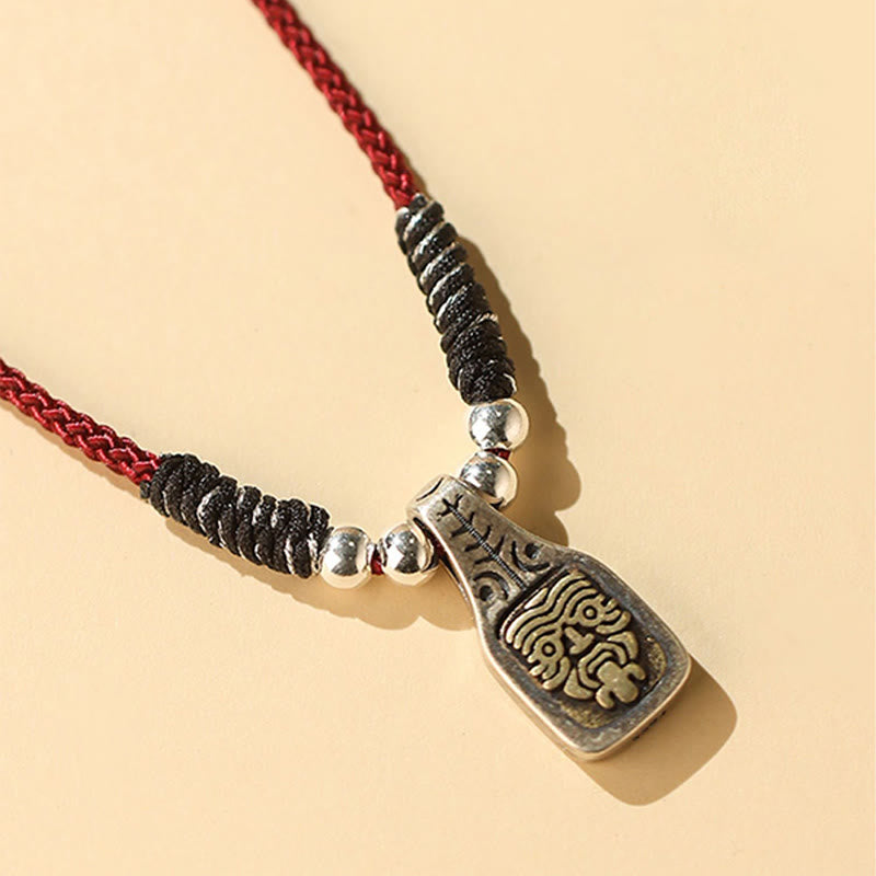 Collar con colgante de cuerda de protección de la diosa de la riqueza Zakiram de plata de ley 925 tibetana con Buddha Stones