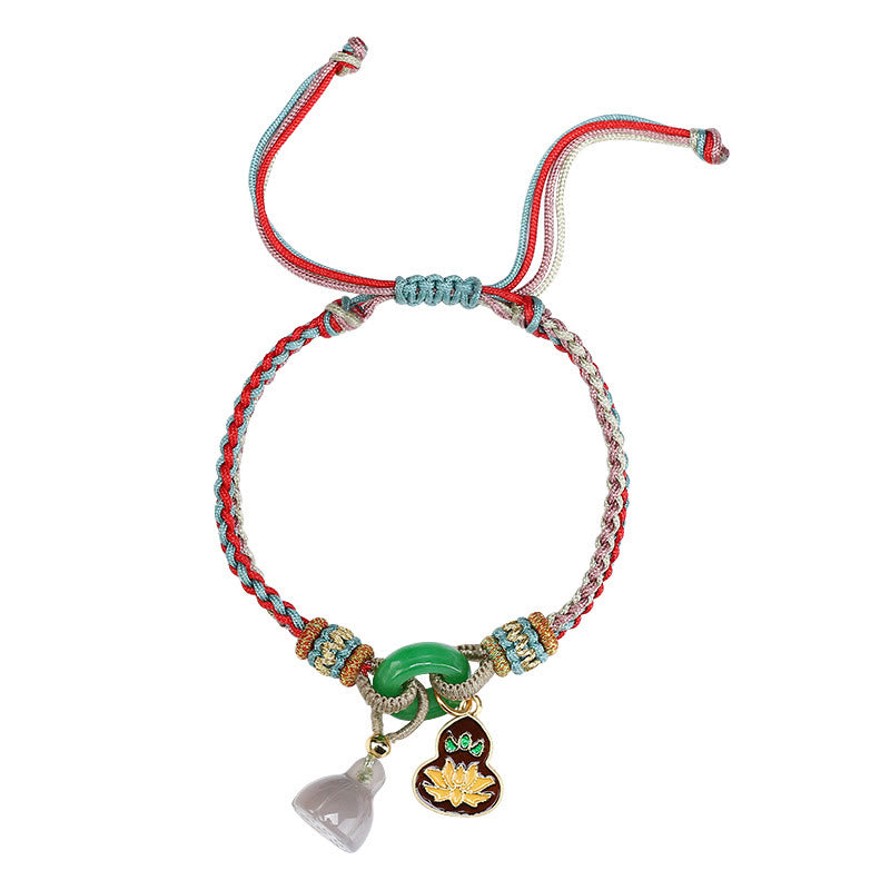 Buddha Stones, cuerda colorida, calcedonia, loto, Jade, paz, hebilla, armonía, pulsera con dije de calabaza