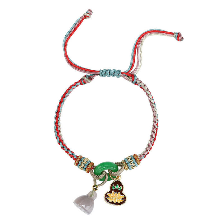Buddha Stones, cuerda colorida, calcedonia, loto, Jade, paz, hebilla, armonía, pulsera con dije de calabaza