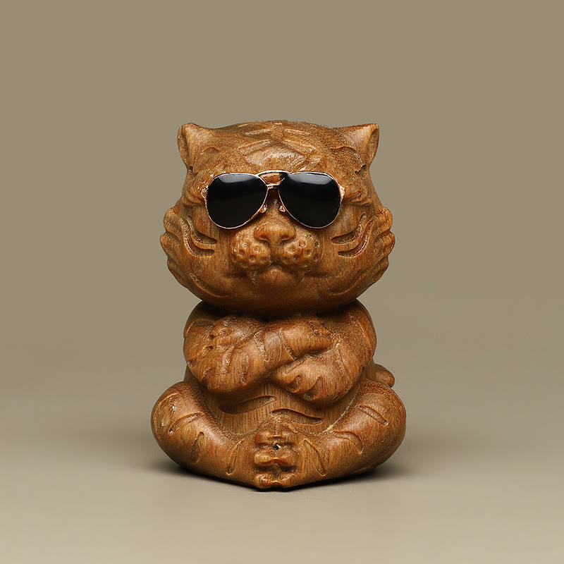 Buddha Stones pequeñas, decoraciones de escritorio positivas grabadas con tigre de sándalo verde