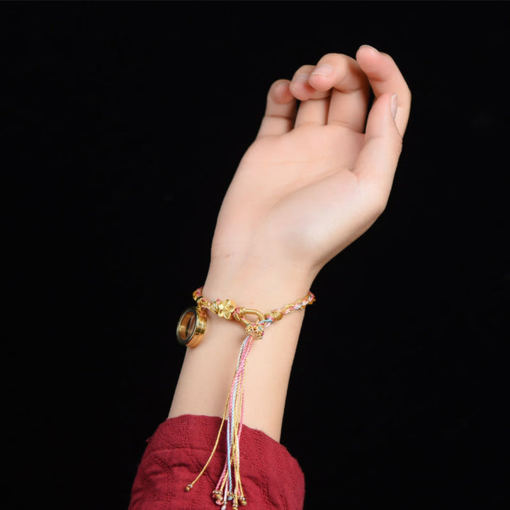 Pulsera trenzada de doble envoltura, hecha a mano, con Buddha Stones , cadena colorida de la suerte tibetana